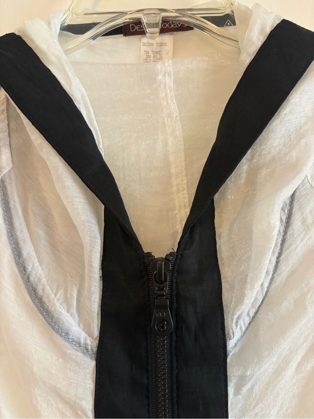 DESIGN TODAY’S White & Black Sheer Short Sleeve Zip up Jacket! Unique! - Picture 3 of 7